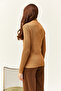 Women's Camel Half Turtleneck Zigzag Textured Soft Knitwear Sweater KZK-19000447 - 2