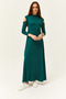 Women's Emerald Green Off-The-Shoulder Lycra Maxi Flared Dress Elb- 19001990 - 2