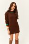 Women's Bitter Brown Collar and Cuff Detailed Knitwear Tunic Dress ELB-19001992 - 2