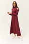 Women's Plum Shoulder Low-Cut Lycra Maxi Flared Dress Elb- 19001990 - 3