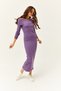 Women's Purple Madonna Collar Lycra Long Dress ELB-19000752 - 4
