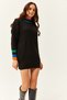 Women's Black Collar and Cuff Detailed Knitwear Tunic Dress ELB-19001992 - 3