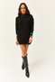Women's Black Collar and Cuff Detailed Knitwear Tunic Dress ELB-19001992 - 2