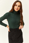 Women's Emerald Green Turtleneck Camisole Sweater KZK-19000395 - 4