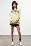 Ramona Women's Oversize Soft Fleece Inside Organic Cotton Printed Round Neck Sweatshirt - 4