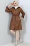 5012 Short Leather Coat Tan