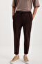 Walsh Men's Pique Look Special Fabric Flexible Double Leg Corded Elastic Waist Claret Red Trousers - 3