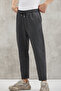 Walsh Men's Pique Look Special Fabric Flexible Double Leg Corded Elastic Waist Anthracite Trousers - 4