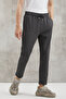 Walsh Men's Pique Look Special Fabric Flexible Double Leg Corded Elastic Waist Anthracite Trousers - 3