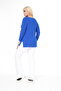 Blue V-Neck Sleeve Detailed Knitted Sweater with Stones - 8