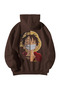 Brown Unisex Oversize Hooded Kangaroo Pocket One Piece Semi Anime Printed Sweatshirt Hoodie