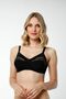 6080 Women's 3-Piece Rib 100% Cotton Black Thin Strap Chest Lace Detailed Gathering Bra