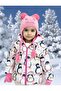 Girl's Inner Fleece Hooded Penguin Pattern Digital Printed Winter Puffer Jacket & Coat RB-103