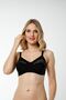 6080 Women's 3-Piece Rib 100% Cotton Black Thin Strap Chest Lace Detailed Gathering Bra - 3