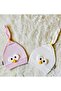 Pink and White Chick Figured 2-Piece Baby Girl and Boy Combed Cotton Hat Beanie