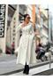 Fitted at the Waist, Full Pattern, Sash, Belt, Ecru Dress with Pockets