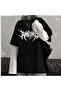 Gothic Fonts Unisex Oversize Fake Sleeve White T-Shirt - 2