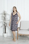 V-neck sleeveless viscose plus size nightgown with purple pattern and lace straps. - 4