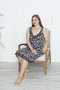 V-neck sleeveless viscose plus size nightgown with purple pattern and lace straps. - 6