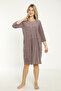 Pocketed Buttoned Stone Detailed 3/4 Sleeve Cotton Towel Dress - 2