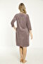 Pocketed Buttoned Stone Detailed 3/4 Sleeve Cotton Towel Dress - 5