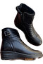 0811 Women's Black Fur Lined Zippered Padding Non-Slip Sole Boots - 3