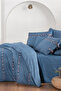 Tanya Blue Double 100% Cotton Poplin Washable Double Sided Duvet Cover Set - 3