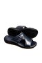 Genuine Leather Navy Blue Rubber Sole Quality Classic Men's Slippers TG09952131625 - 3