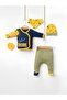 Baby Newborn 5-Piece Long Sleeve Snap Top Bib Hat Gloves Pants Set 0-3 Months