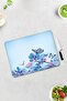 Blue Flower And Butterfly Patterned| Glass Cutting Board - Glass Cutting Table| 30cm X 40cm - 2