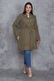 Women's Large Size Khaki Front Buttoned Lined Trench Coat 65n23960