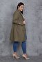 Women's Large Size Khaki Front Buttoned Lined Trench Coat 65n23960 - 4