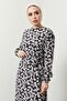 Women's Black Daisy Patterned Dress - 5