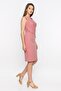 Drape Detailed Crew Neck Powder Color Dress - 4