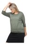 Women's Green Sleeve Blouse with Shiny Detail and Oil Wash Effect - 3