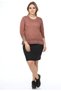 Women's Orange Round Neck Sleeve Glitter Detailed Oil Wash Blouse - 4