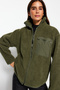 Winter Essentials Haki Kalın Polar Fermuarlı Uzun Kol Cepli Örme Hırka/Sweatshirt TWOAW24SW00071 - 4