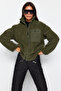 Winter Essentials Haki Kalın Polar Fermuarlı Uzun Kol Cepli Örme Hırka/Sweatshirt TWOAW24SW00071 - 5