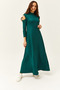 Women's Emerald Green Off-The-Shoulder Lycra Maxi Flared Dress Elb- 19001990