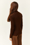 Women's Bitter Brown Half Turtleneck Zigzag Textured Soft Knitwear Sweater KZK-19000447 - 2