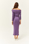 Women's Purple Madonna Collar Lycra Long Dress ELB-19000752 - 5