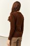 Women's Bitter Brown V-Neck Slit Cuff Buttoned Knitwear Sweater KZK-19000685 - 5