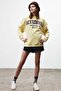 Ramona Women's Oversize Soft Fleece Inside Organic Cotton Printed Round Neck Sweatshirt - 6