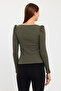Women's Square Collar Long Sleeve Blouse-body Khaki - 8