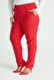 Women's Red White Striped Flexible Crepe Fabric Trousers - 6