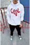 Cool Baskılı Oversize Kapüşonlu Sweatshirt