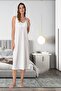 Women's Ecru Lace Strappy Cotton Maternity Nightie - 2