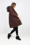 Women's Closed Burgundy Color Puffer Long Coat - 2