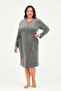Women's Large Size Cotton Velvet Dress with Zipper Pockets - 3