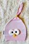 Pink and White Chick Figured 2-Piece Baby Girl and Boy Combed Cotton Hat Beanie - 3